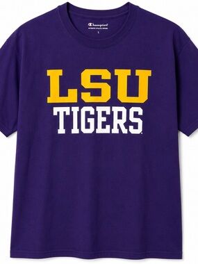 Champion LSU Tigers Graphic Tee Purple NCAA College Shirt Size L